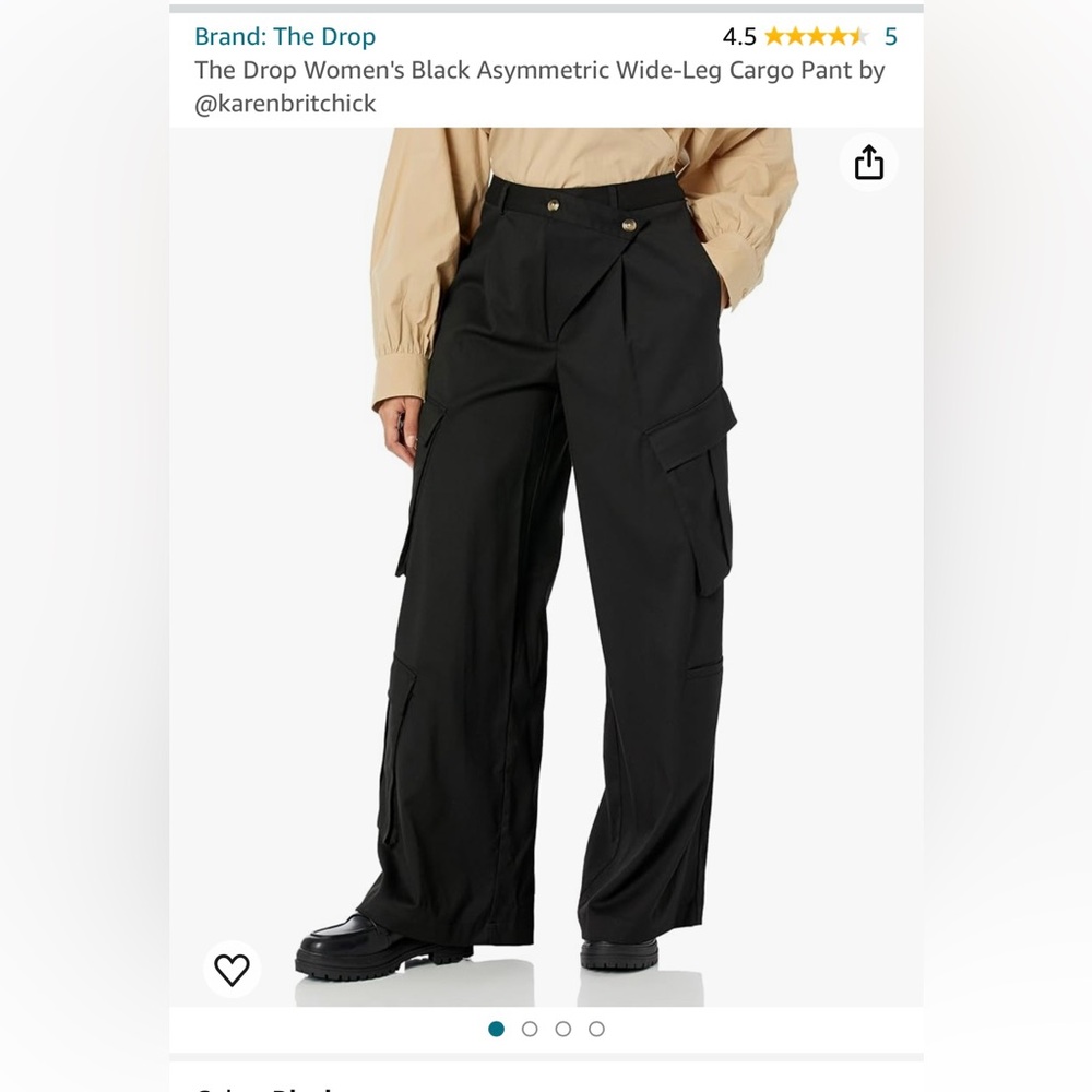 The Drop Women’s Black Asymmetrical wide leg cargo pants by KarenBritchick